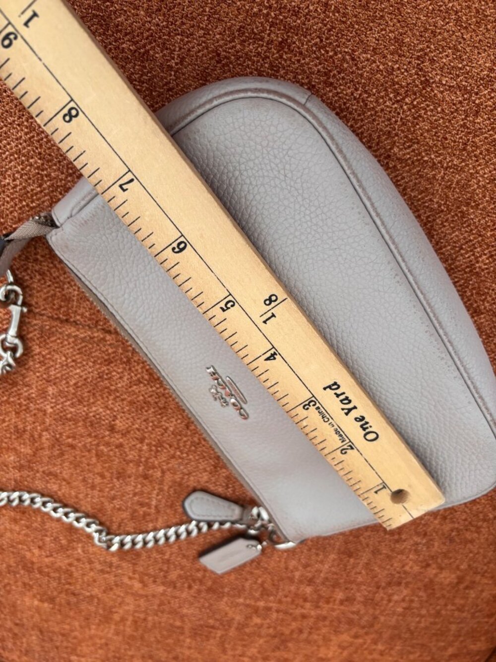 COACH Nolita Wristlet Bag Pebbled Leather Chain Clutch Neutral Nude - Picture 8 of 12